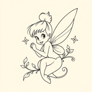 Linework Tinkerbell Tattoo