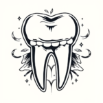 Linework Tooth Tattoo