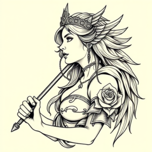 Linework Valkyrie Tattoo