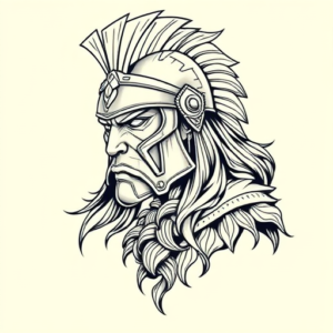 Linework Warrior Tattoo