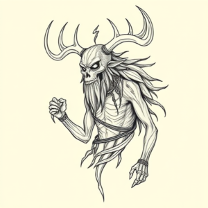Linework Wendigo Tattoo