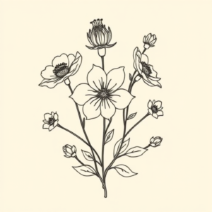 Linework Wildflower Tattoo