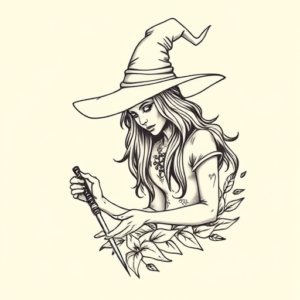 Linework Witch Tattoo