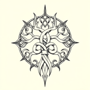 Linework Yggdrasil Tattoo