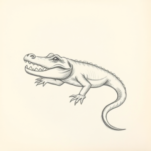 Loose Pencil Sketch Alligator Tattoo