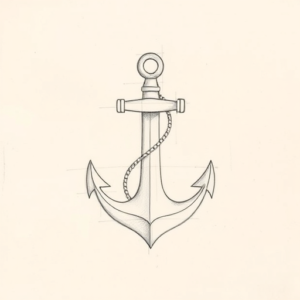Loose Pencil Sketch Anchor Tattoo