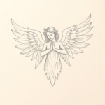 Loose Pencil Sketch Angel Tattoo