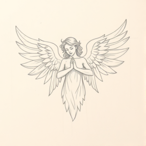 Loose Pencil Sketch Angel Tattoo