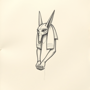 Loose Pencil Sketch Anubis Tattoo