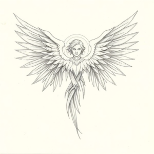 Loose Pencil Sketch Archangel Tattoo