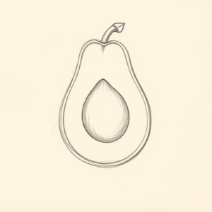 Loose Pencil Sketch Avocado Tattoo