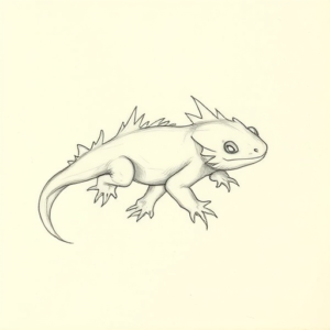 Loose Pencil Sketch Axolotl Tattoo