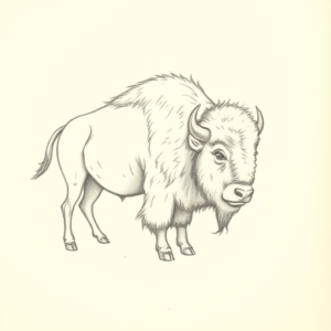 Loose Pencil Sketch Bison Tattoo