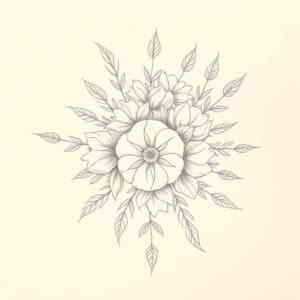 Loose Pencil Sketch Bouquet Tattoo