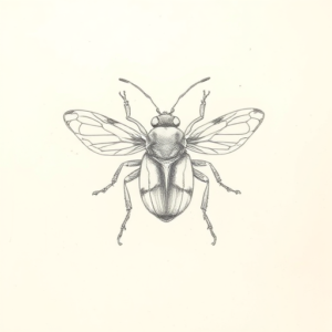 Loose Pencil Sketch Bug Tattoo