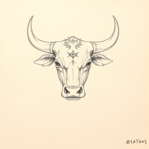 Loose Pencil Sketch Bull Tattoo