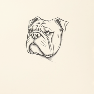 Loose Pencil Sketch Bulldog Tattoo