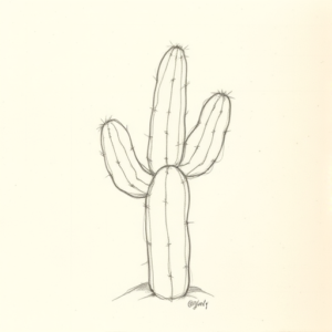 Loose Pencil Sketch Cactus Tattoo