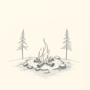 Loose Pencil Sketch Campfire Tattoo