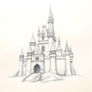 Loose Pencil Sketch Castle Tattoo