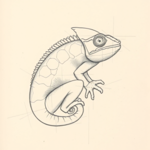 Loose Pencil Sketch Chameleon Tattoo