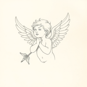 Loose Pencil Sketch Cherub Tattoo