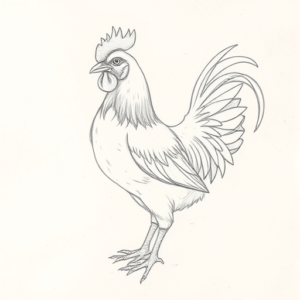 Loose Pencil Sketch Chicken Tattoo