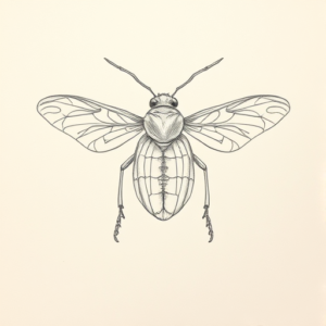 Loose Pencil Sketch Cicada Tattoo