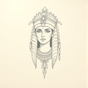 Loose Pencil Sketch Cleopatra Tattoo
