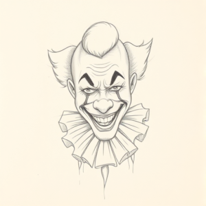 Loose Pencil Sketch Clown Tattoo