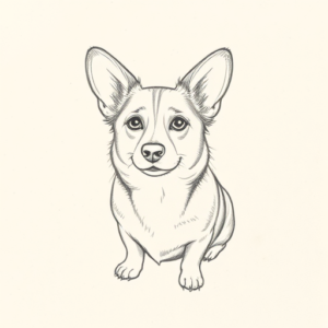 Loose Pencil Sketch Corgi Tattoo