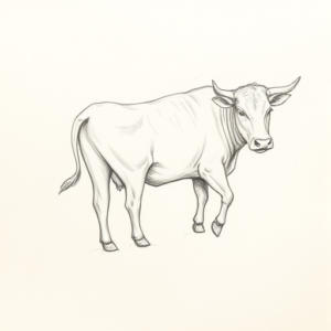 Loose Pencil Sketch Cow Tattoo