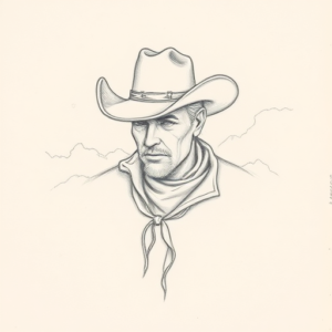 Loose Pencil Sketch Cowboy Tattoo