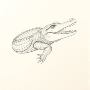 Loose Pencil Sketch Crocodile Tattoo