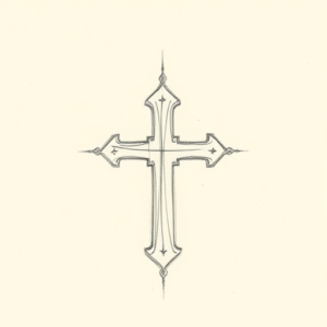 Loose Pencil Sketch Cross Tattoo