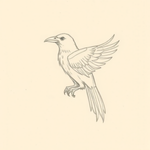 Loose Pencil Sketch Crow Tattoo