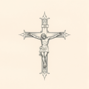 Loose Pencil Sketch Crucifix Tattoo