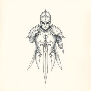 Loose Pencil Sketch Crusader Tattoo