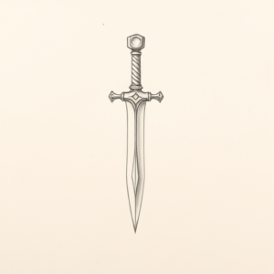 Loose Pencil Sketch Dagger Tattoo