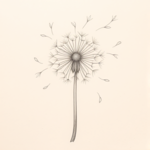 Loose Pencil Sketch Dandelion Tattoo