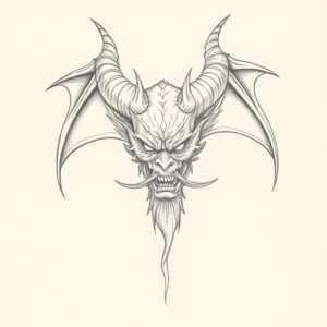 Loose Pencil Sketch Demon Tattoo