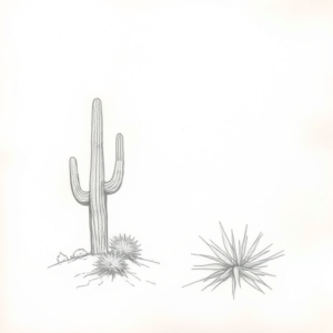 Loose Pencil Sketch Desert Tattoo