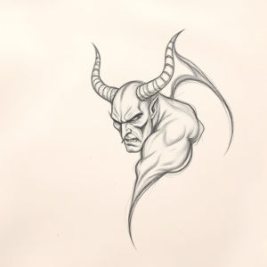 Loose Pencil Sketch Devil Tattoo