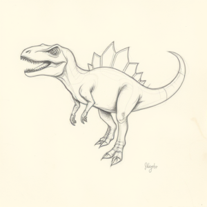 Loose Pencil Sketch Dinosaur Tattoo
