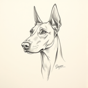 Loose Pencil Sketch Doberman Tattoo