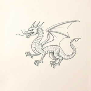 Loose Pencil Sketch Dragon Tattoo