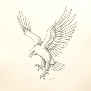 Loose Pencil Sketch Eagle Tattoo