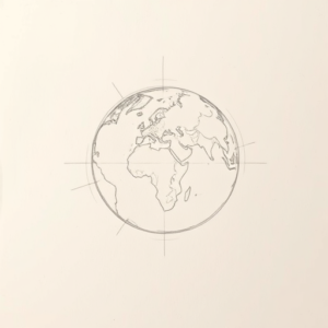 Loose Pencil Sketch Earth Tattoo