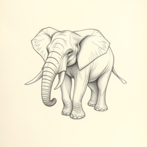 Loose Pencil Sketch Elephant Tattoo