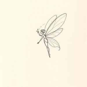 Loose Pencil Sketch Fairy Tattoo